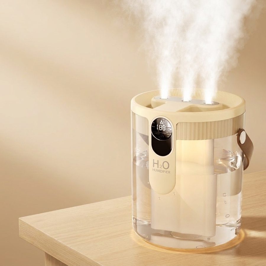 Close-up of AERA Mist with three mist columns rising in sunlight